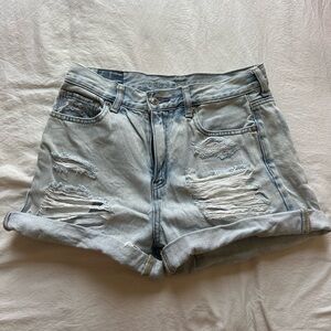 American Eagle Outfitters Light Blue Distressed Jean Shorts